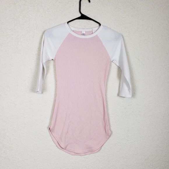 No Boundaries Tops - Cute pink and white long sleeve shirt size small